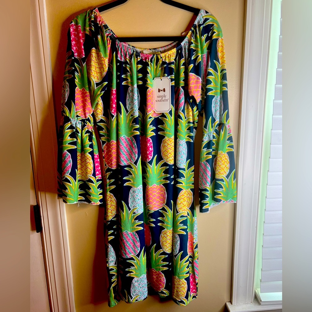 SIMPLY SOUTHERN tropical dress with pineapple print. XXL